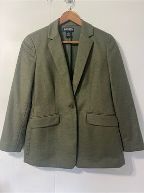 Lands End Wool Cashmere Army Green Academia Business Casual Blazer Jacket 4